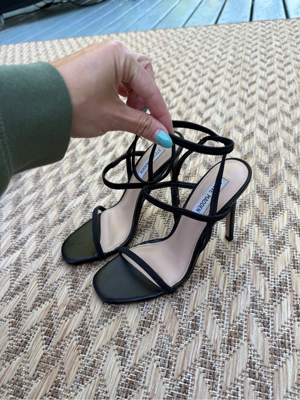 Steve Madden Black Strappy Stiletto Sandals